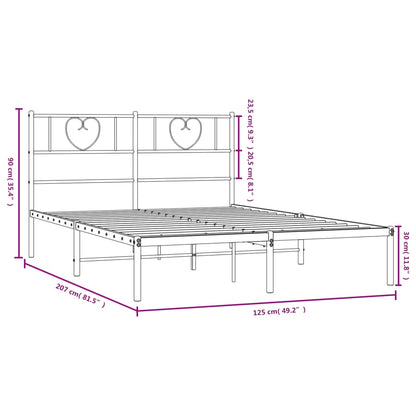 Metal Bed Frame without Mattress with Headboard White 120x200cm
