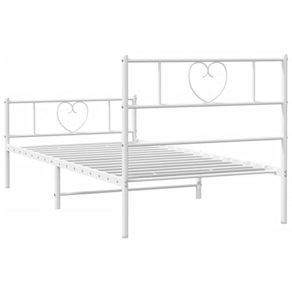 Metal Bed Frame without Mattress with Footboard White 90x190cm
