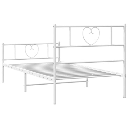 Metal Bed Frame without Mattress with Footboard White 100x200cm