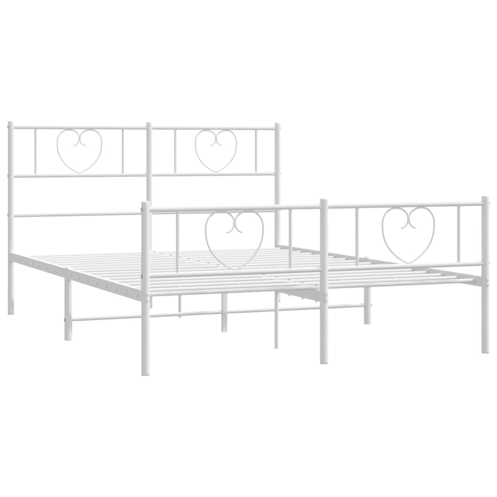 Metal Bed Frame without Mattress with Footboard White 120x190cm