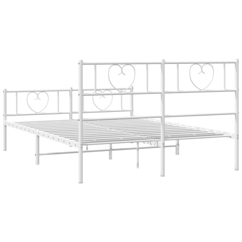 Metal Bed Frame without Mattress with Footboard White 120x190cm
