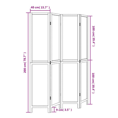 Room Divider 4 Panels Dark Brown Solid Wood Paulownia