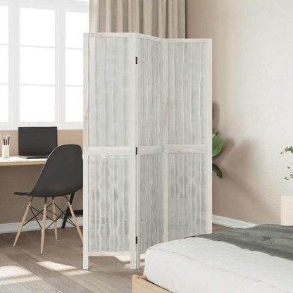 Room Divider 3 Panels White Solid Wood Paulownia