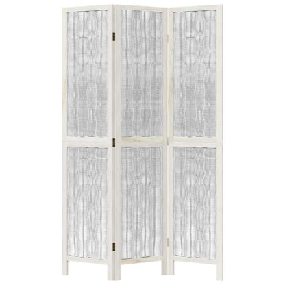 Room Divider 3 Panels White Solid Wood Paulownia