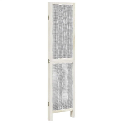 Room Divider 4 Panels White Solid Wood Paulownia