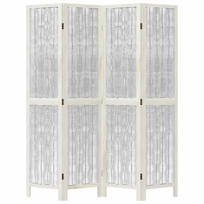 Room Divider 4 Panels White Solid Wood Paulownia