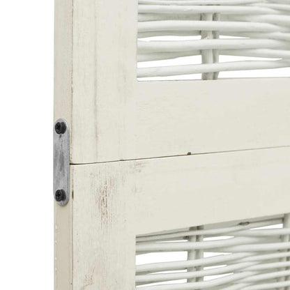 Room Divider 4 Panels White Solid Wood Paulownia