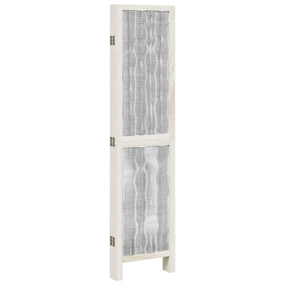 Room Divider 5 Panels White Solid Wood Paulownia