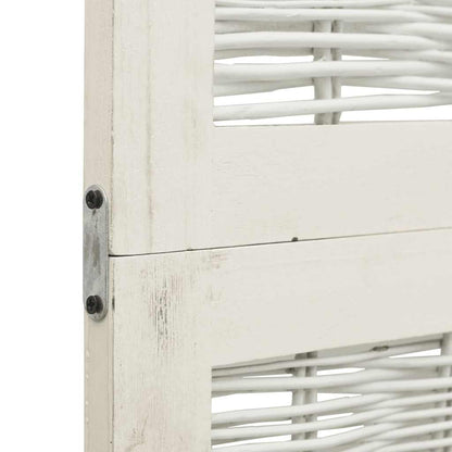 Room Divider 6 Panels White Solid Wood Paulownia