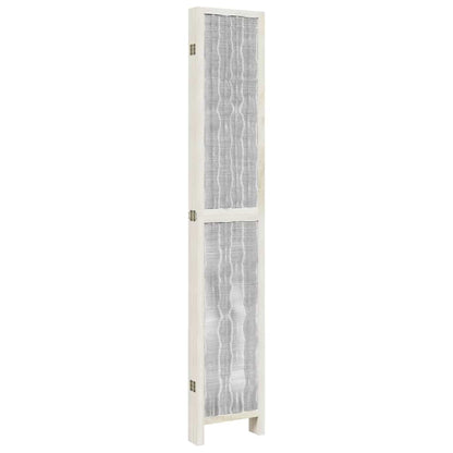 Room Divider 6 Panels White Solid Wood Paulownia