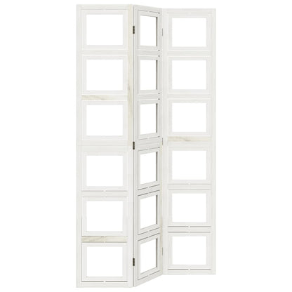 Room Divider 3 Panels White Solid Wood Paulownia