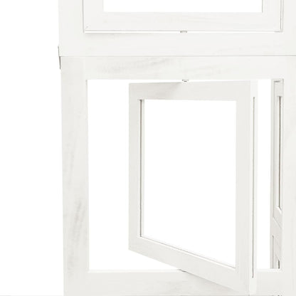 Room Divider 4 Panels White Solid Wood Paulownia