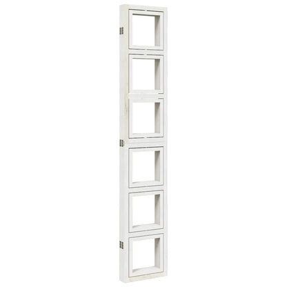 Room Divider 5 Panels White Solid Wood Paulownia