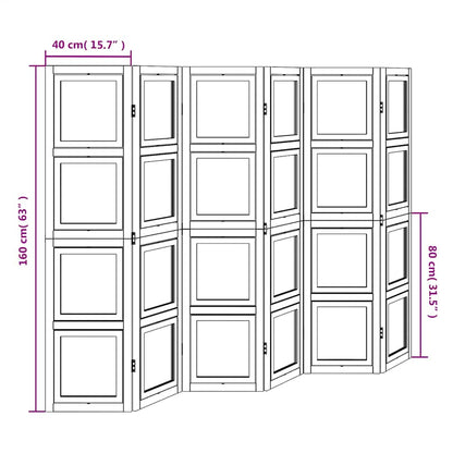 Room Divider 6 Panels White Solid Wood Paulownia