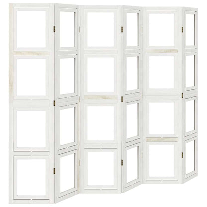 Room Divider 6 Panels White Solid Wood Paulownia