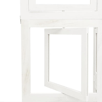 Room Divider 6 Panels White Solid Wood Paulownia