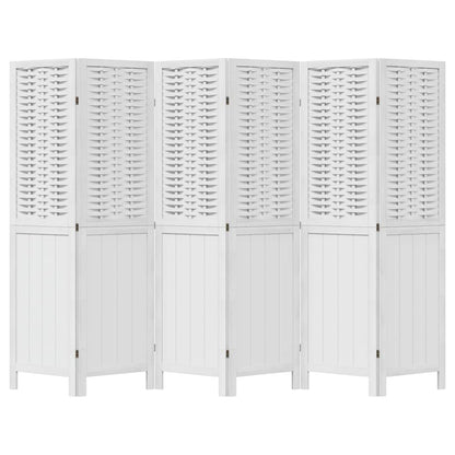 Room Divider 6 Panels White Solid Wood Paulownia