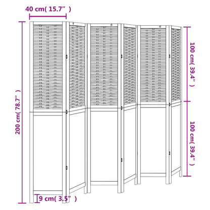 Room Divider 6 Panels White Solid Wood Paulownia