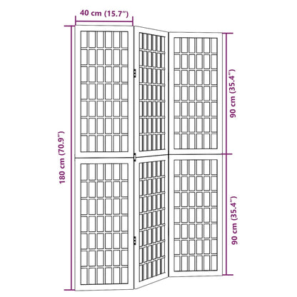 Room Divider 3 Panels Black Solid Wood Paulownia