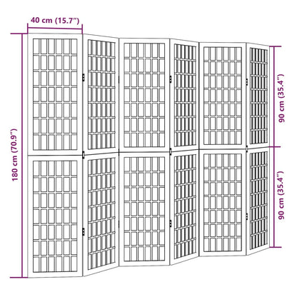 Room Divider 6 Panels Black Solid Wood Paulownia