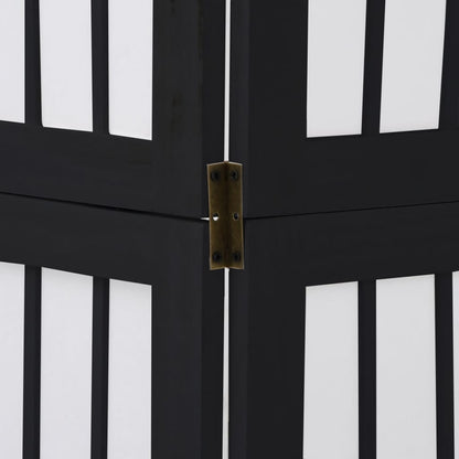 Room Divider 6 Panels Black Solid Wood Paulownia