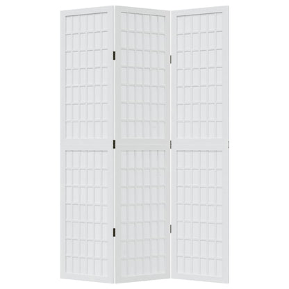 Room Divider 3 Panels White Solid Wood Paulownia