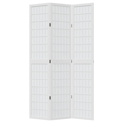 Room Divider 3 Panels White Solid Wood Paulownia