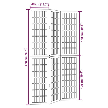 Room Divider 3 Panels White Solid Wood Paulownia