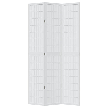 Room Divider 3 Panels White Solid Wood Paulownia