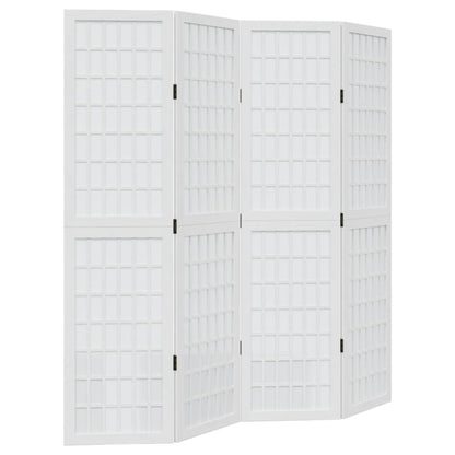 Room Divider 4 Panels White Solid Wood Paulownia