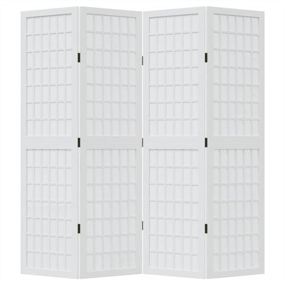 Room Divider 4 Panels White Solid Wood Paulownia