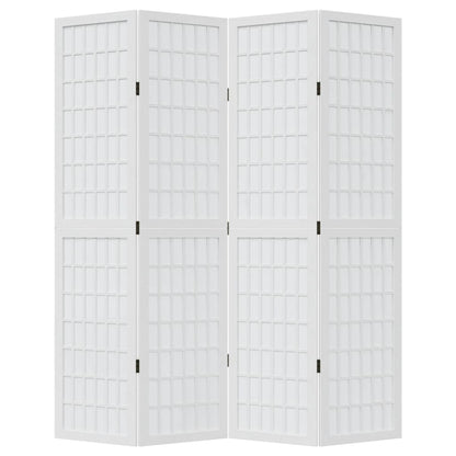 Room Divider 4 Panels White Solid Wood Paulownia