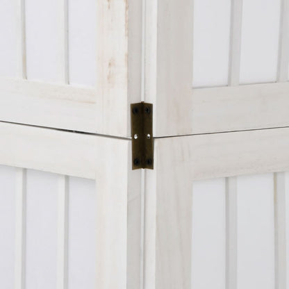 Room Divider 5 Panels White Solid Wood Paulownia