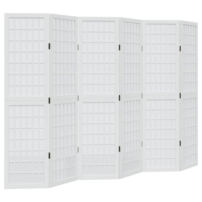 Room Divider 6 Panels White Solid Wood Paulownia