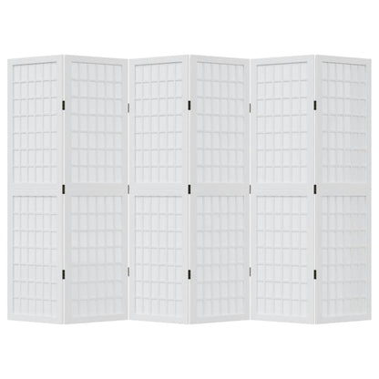 Room Divider 6 Panels White Solid Wood Paulownia