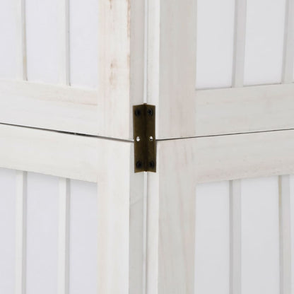 Room Divider 6 Panels White Solid Wood Paulownia