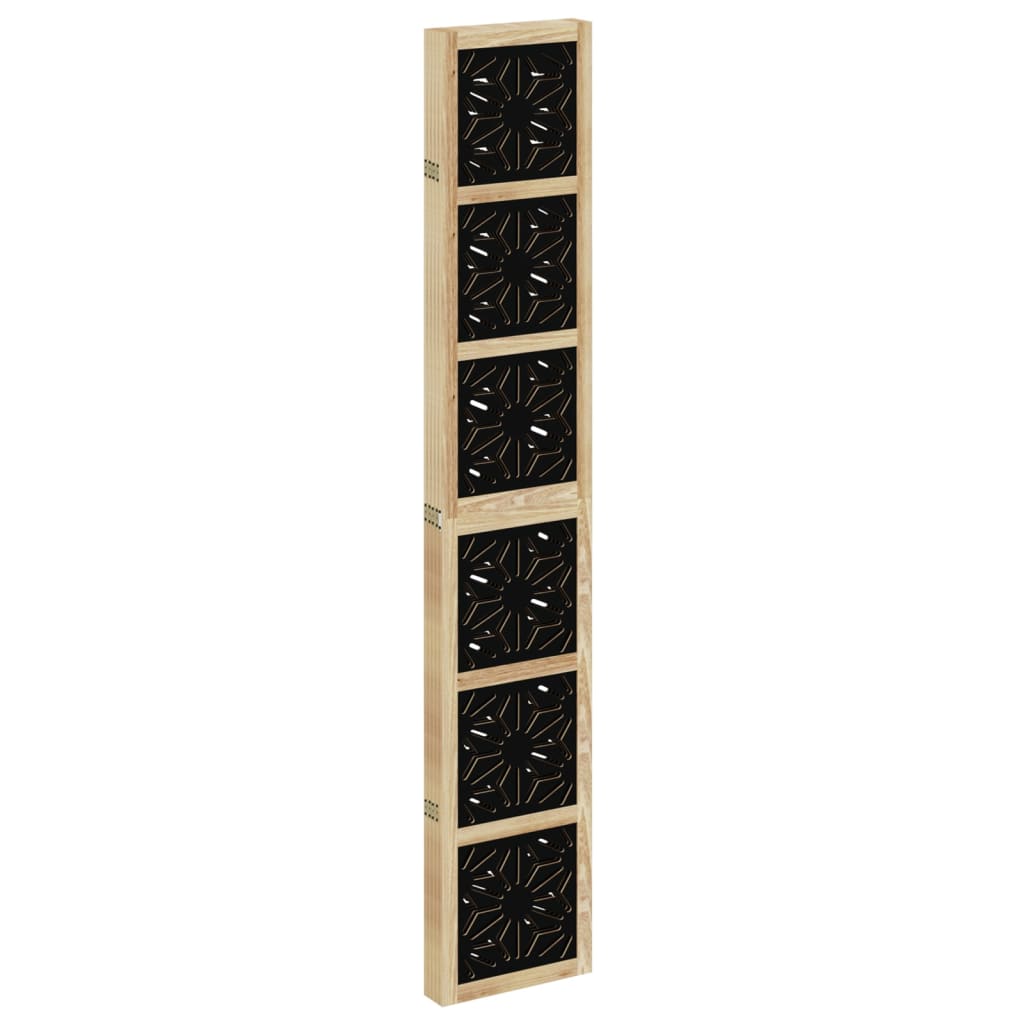 Room Divider 5 Panels Brown and Black Solid Wood Paulownia