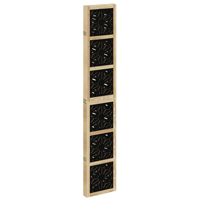 Room Divider 5 Panels Brown and Black Solid Wood Paulownia