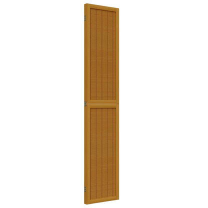 Room Divider 3 Panels Brown Solid Wood Paulownia