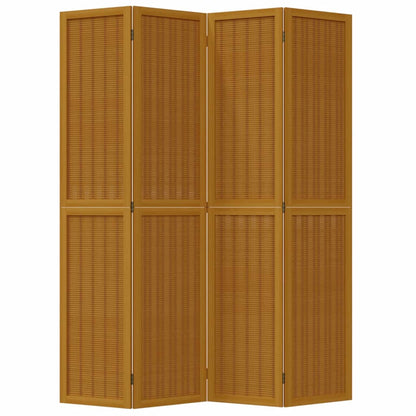 Room Divider 4 Panels Brown Solid Wood Paulownia