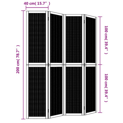 Room Divider 4 Panels Brown Solid Wood Paulownia
