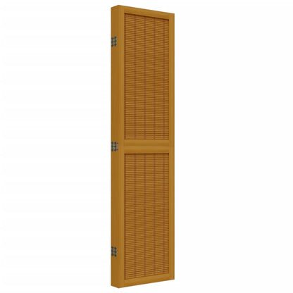Room Divider 5 Panels Brown Solid Wood Paulownia