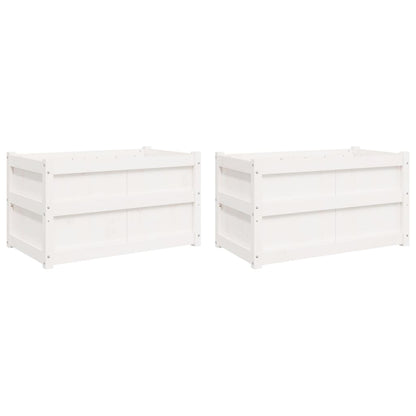 Garden Planters 2 pcs White Solid Wood Pine