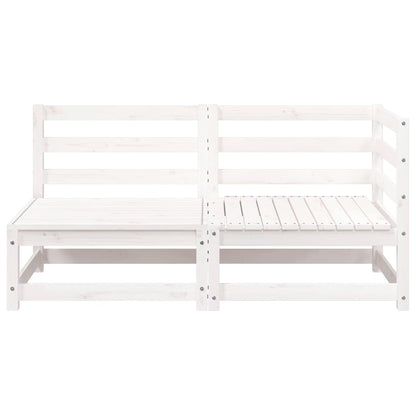 Garden Sofa 2-Seater White Solid Wood Pine
