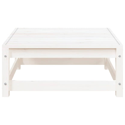 Garden Sofa with Footstool 2-Seater White Solid Wood Pine