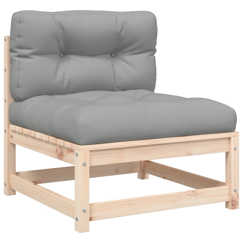 Garden Sofas Armless with Cushions 2 pcs Solid Wood Pine