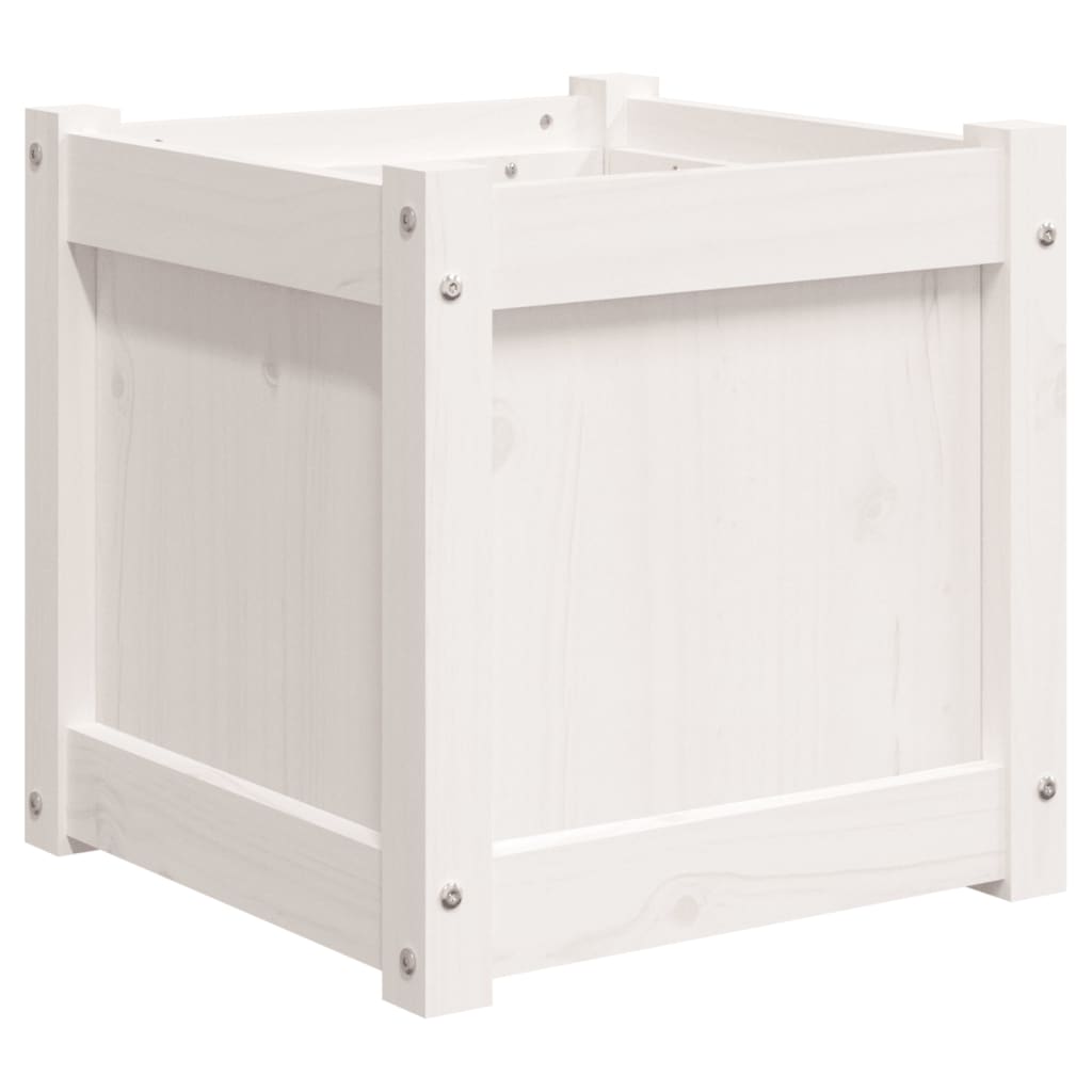 Garden Planter White 40x40x40 cm Solid Wood Pine