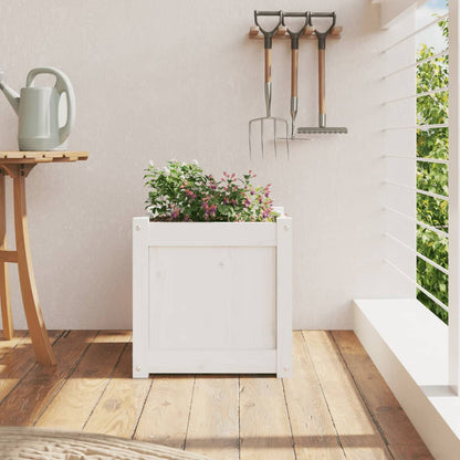 Garden Planter White 40x40x40 cm Solid Wood Pine