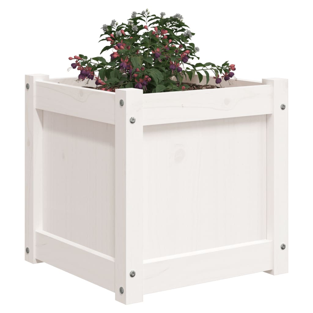Garden Planter White 40x40x40 cm Solid Wood Pine