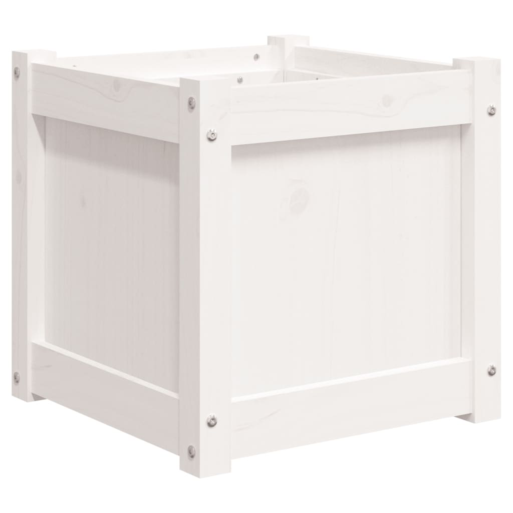 Garden Planter White 40x40x40 cm Solid Wood Pine